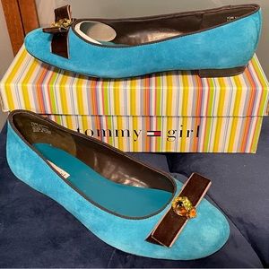 Teal Suede Flats, Tommy Hilfiger NIB